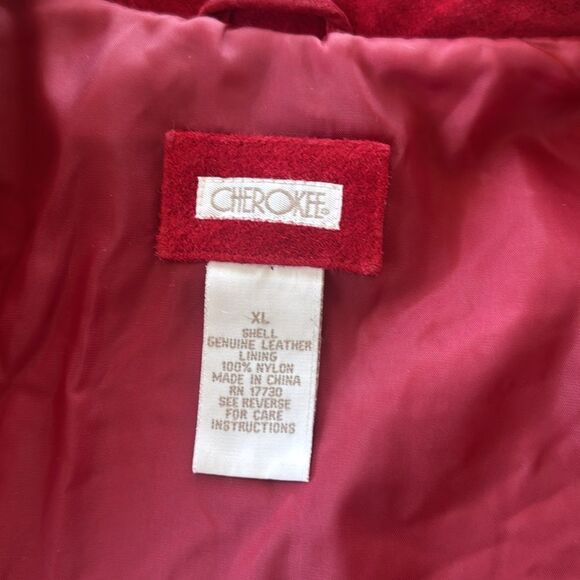 CHEROKEE Vintage Women’s Size XL Red Suede Leather Jacket Coat Button Up GUC - Picture 4 of 16